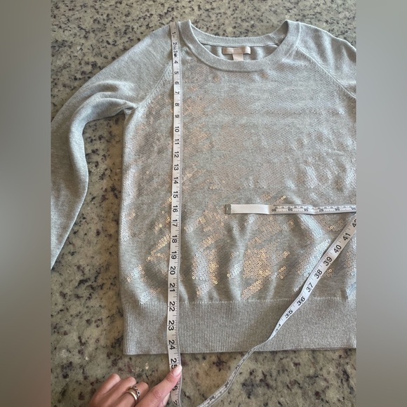NWT retail $90 women’s banana republic 100% cotton hounds tooth sequin sweater - Picture 7 of 9